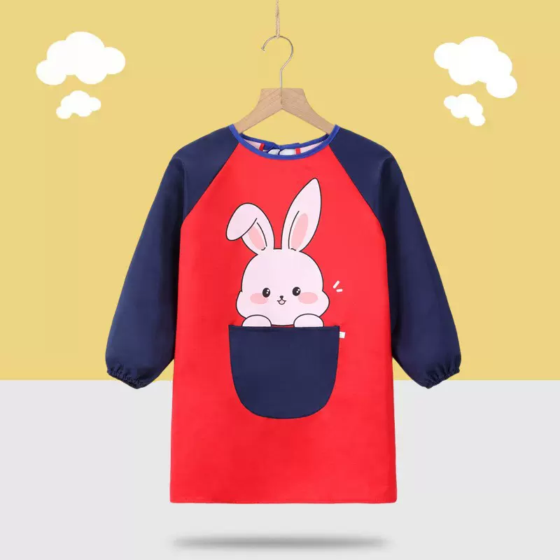 儿童防水长袖罩衣男女宝宝吃饭围裙幼儿园美术画画衣印字