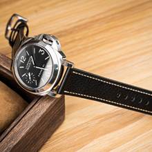 手工复古真皮表带链18 20 22 24MM适配胖大海天T梭男头层牛皮表带