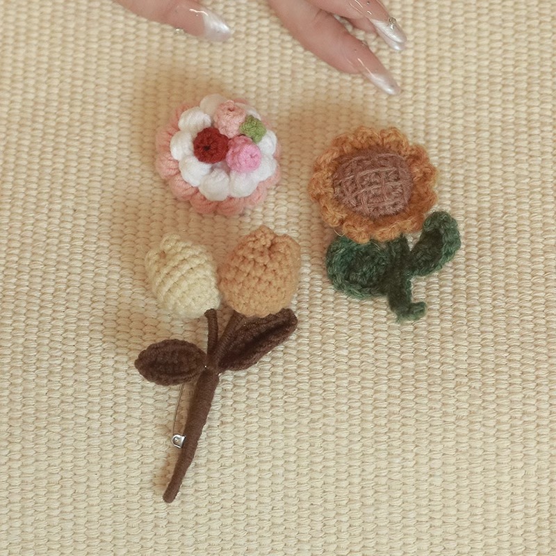 (2개) 중국 스타일 국가 스타일 니트 플라워 브로치 여성 디자인 센스 니쉬 코세이지 핀 고급 센스 라이트 럭셔리 액세서리 귀여운