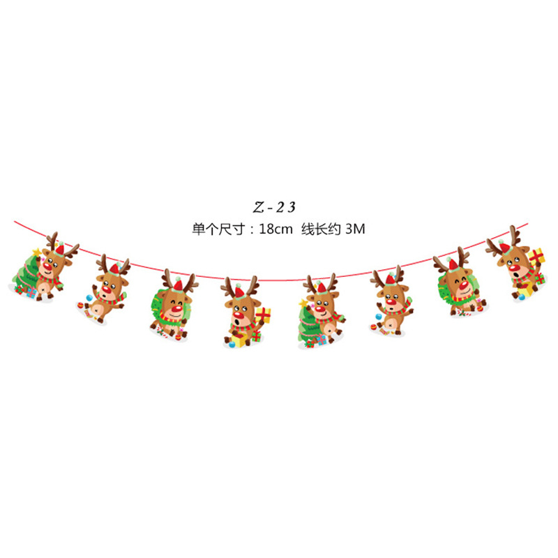 Banderas navideñas transfronterizas en stock, 24 tipos de banderas de dibujos animados, decoraciones navideñas al por mayor de fabricantes, admiten pedidos de lotes mixtos.