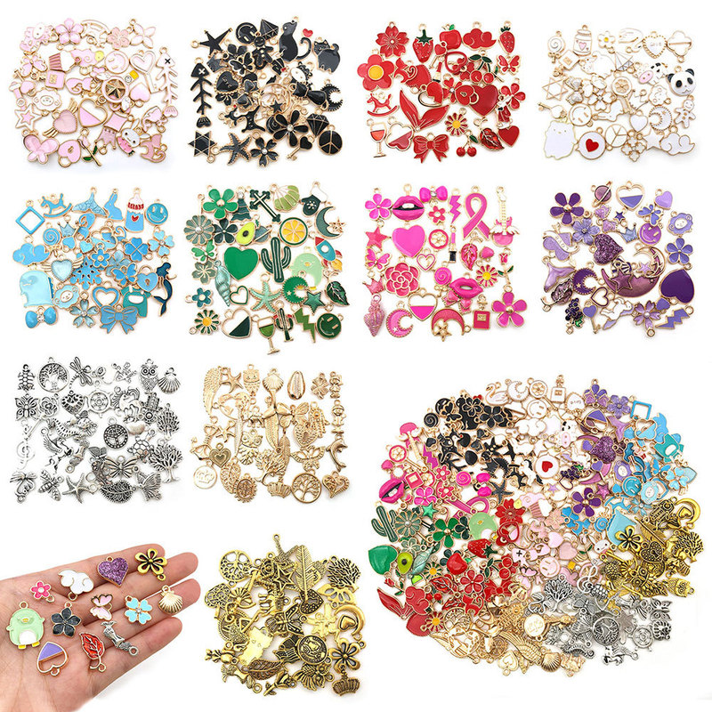 Mixed 400 suit small accessories oil drop alloy diy bracelet necklace ear pendant key ring accessories pendant material