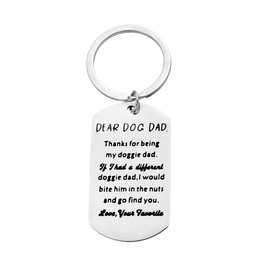 亚马逊跨境创意吊坠 DEAR DOG DAD 父亲节亲 情礼物 不锈钢钥匙扣