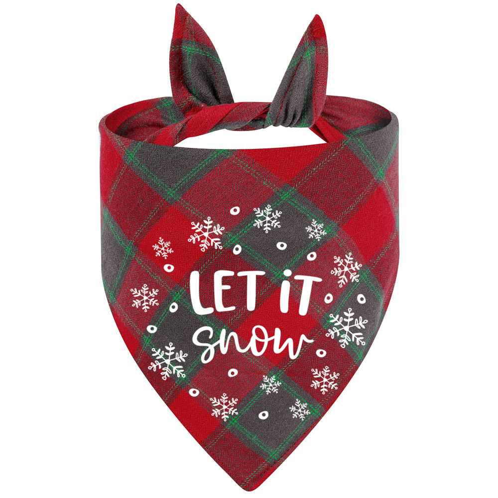 Fabricante en stock transfronterizo exclusivo algodón plaid mascota toalla triángulo perro saliva toalla Navidad mascota saliva toalla