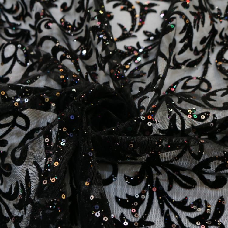 2024 nueva tela de malla primavera y verano tridimensional tela de malla de flojo de encaje rociado oro brillante tela de vestido de boda