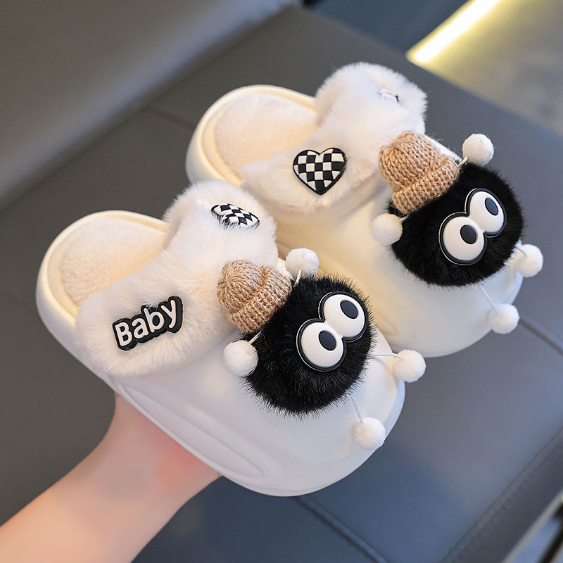 Zapatillas de algodón para niños de invierno para niños y niñas calientes de veludo EVA impermeable desmontable de algodón para padres e hijos bolsas de bebés zapatos de talón de algodón