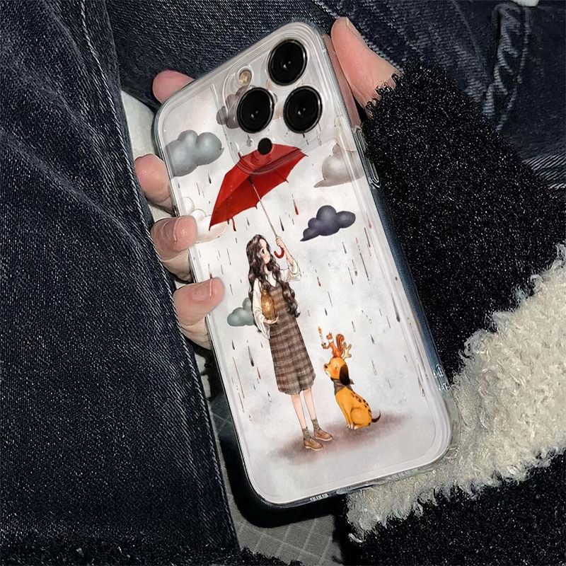 Cover protettiva per iphone con design ragazza con ombrello_voghion.com