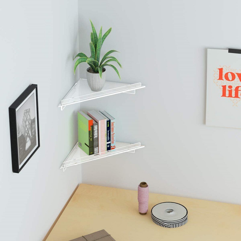 透明亚克力墙角置物架家用多功能壁挂式厨房浴室三角形收纳展示架