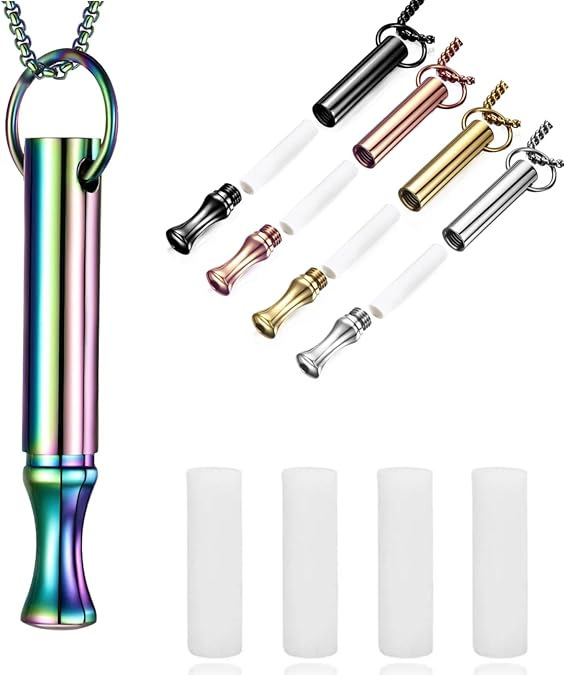 跨境新款口哨吊坠 正念呼吸解压焦虑瑜伽钛钢冥想 戒烟器项链吊坠|undefined