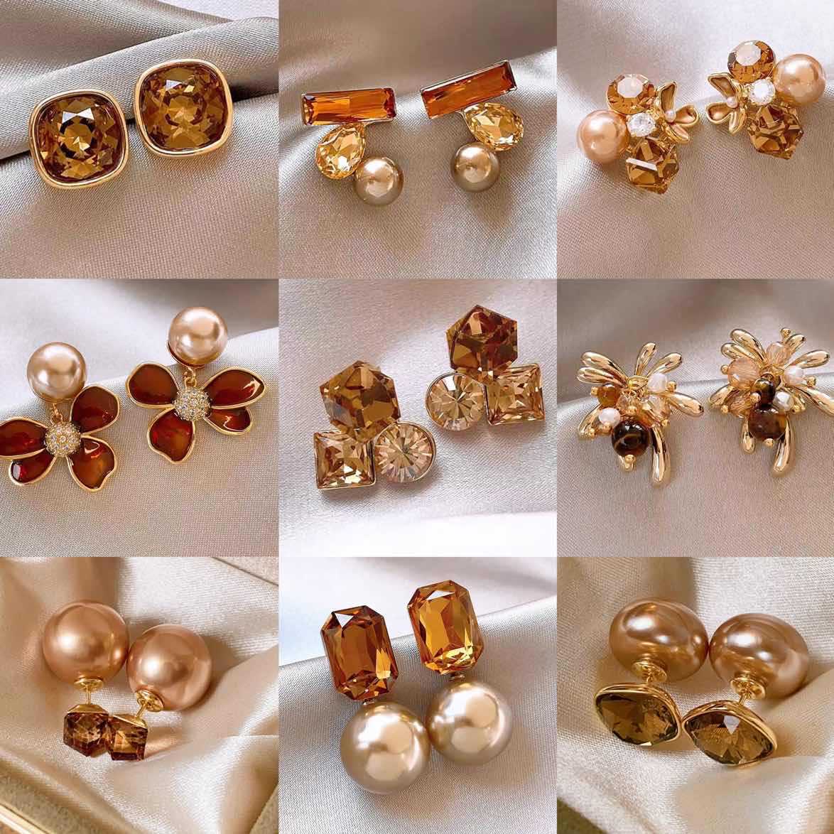 Retro geometric fashionable sophisticated earrings from pearl