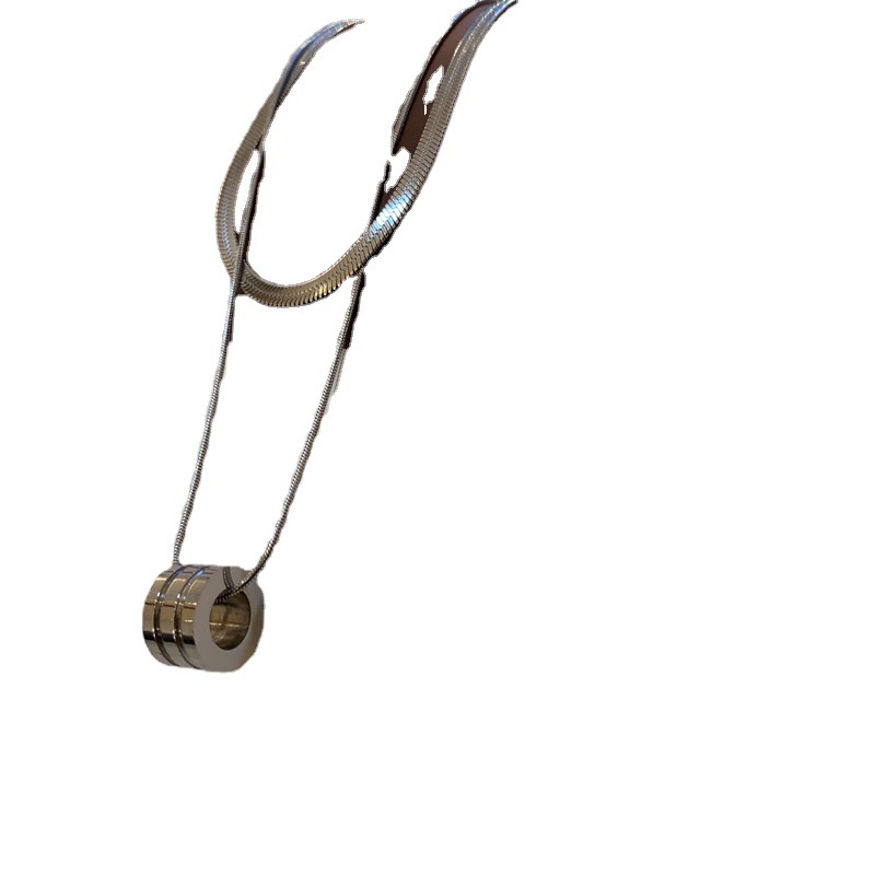 Titanium steel non fading small waist snake bone double-layer layered necklace with collarbone neck chain for women's_voghion.com