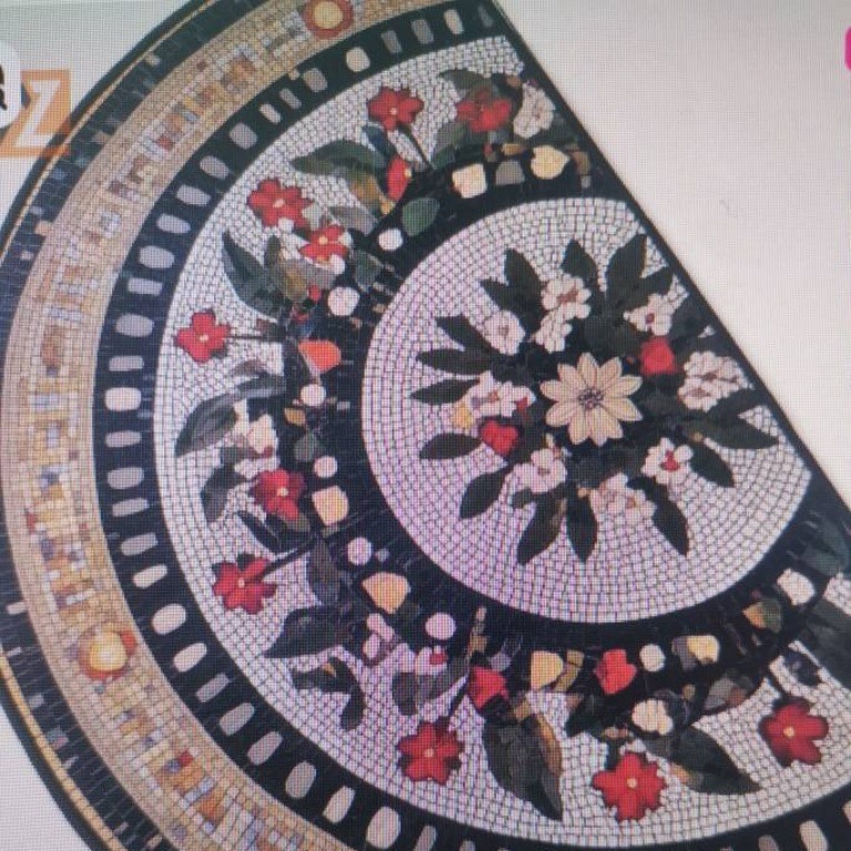 Alfombra de entrada semicircular estilo americano vintage de Amazon Temu, alfombra de terciopelo cristalino, resistente a la suciedad, a prueba de polvo, fácil de mantener.