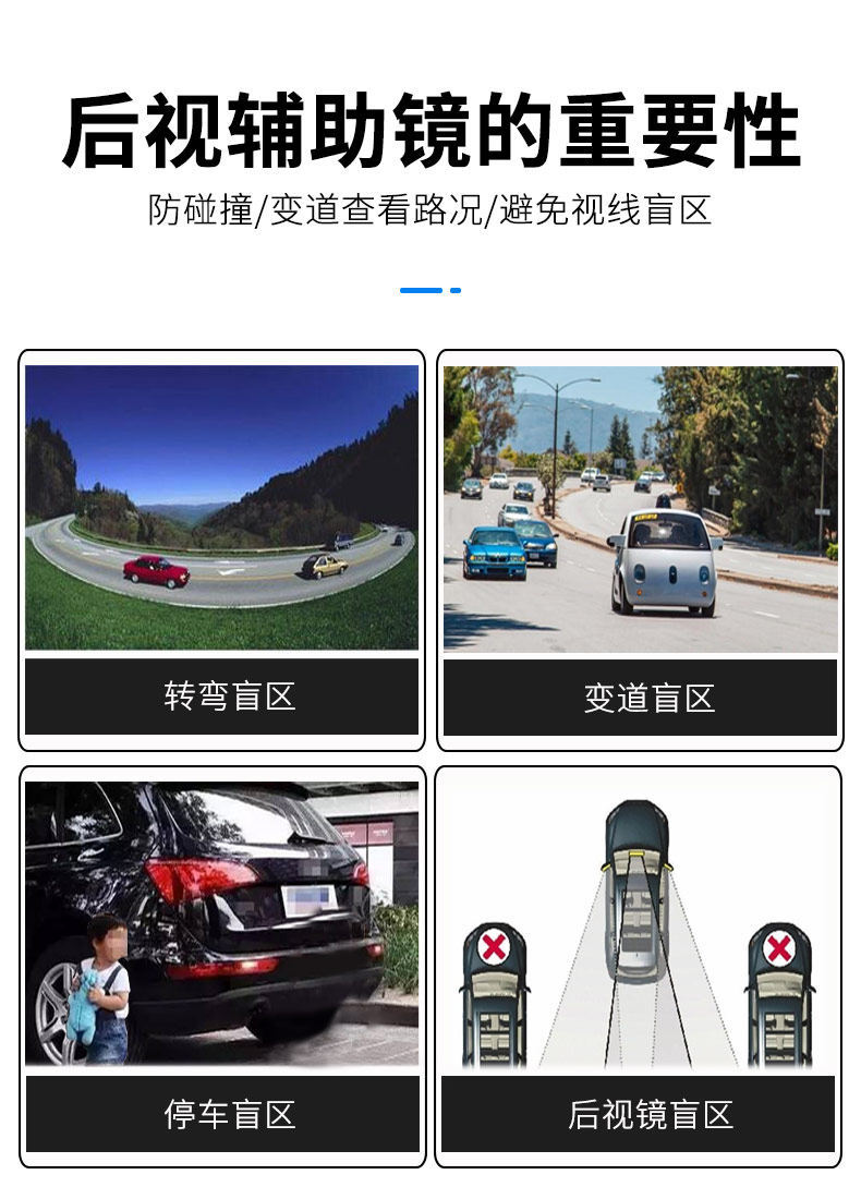 Wide-Angle Rearview Mirror, New Auxiliary Convex Blind Spot Mirror for Cars, Sedans, Suvs, Waterproof Small Round Mirror, 360-Degree