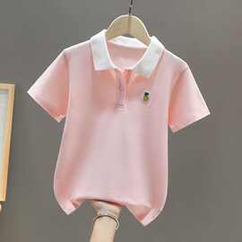 女童T恤夏装2024新款韩版儿童学生Polo衫女孩短袖夏季中大童洋气