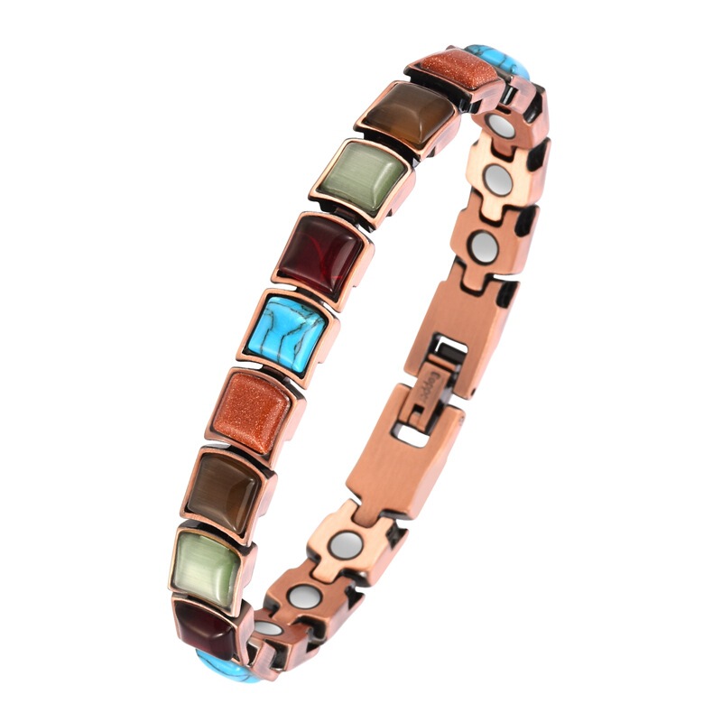 Amazon's Best-Selling Cross-Border Product, Retro-Style Turquoise Nail-Shaped Full-Magnet Adjustable Anti-Fatigue Alloy Bracelet