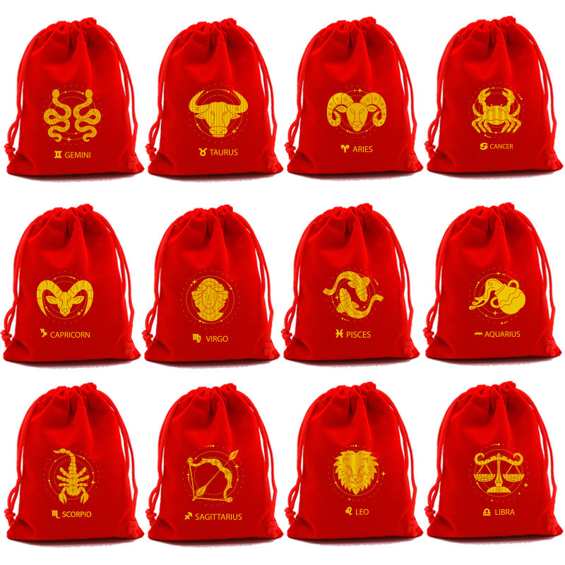 New Constellation Series Gift Bag Big Red Drawstring Bag Libra Storage Bag Twelve Constellations DIY Gift Bag New Constellation Series Gift Bag Big Red Drawstring Bag Libra Storage Bag Twelve Constellations DIY Gift Bag