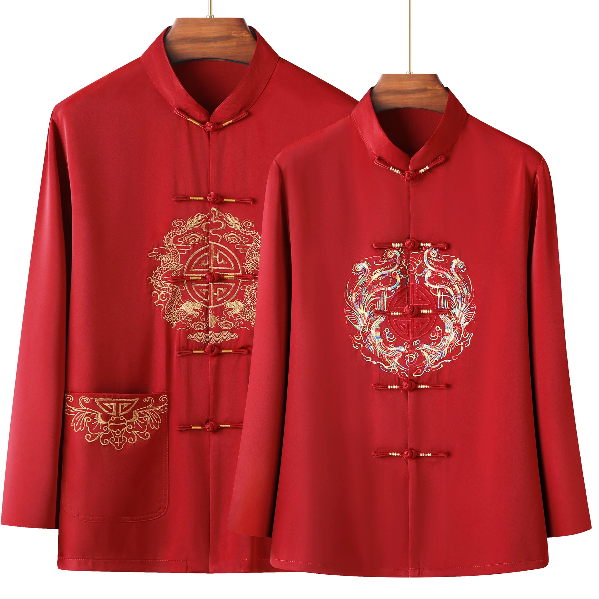 Весенне-осенний костюм Тан для пар среднего и пожилого возраста Мужское и женское платье с длинными рукавами на день рождения в китайском стиле для пожилых людей Тонкий костюм в этническом стиле