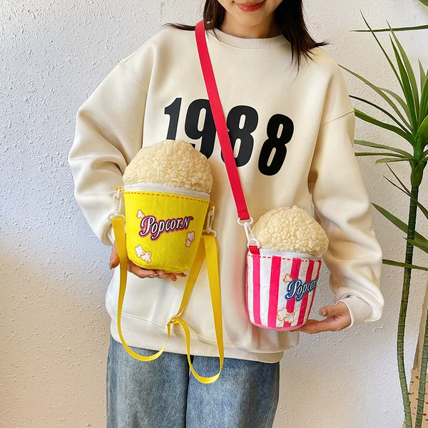 Popcorn Style Women's Bag 2024 New Funny Personalized Casual Mobile Phone Bag Korean Style Shoulder Crossbody Bag Trendy Children's Bag
