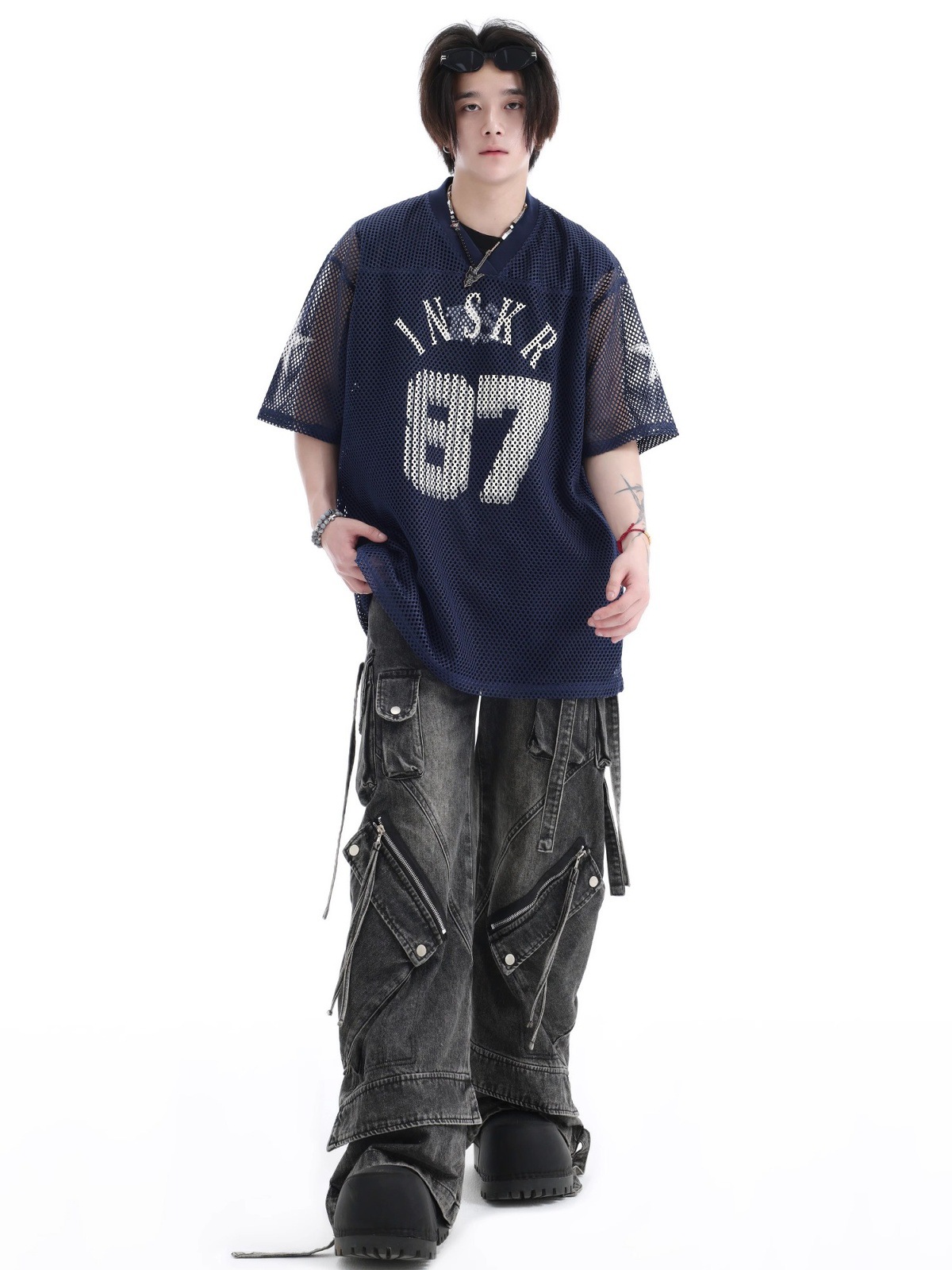 Mesh Jersey American Street Style Printed Short Sleeve T-Shirt For Men And Women Summer_viptrois.com