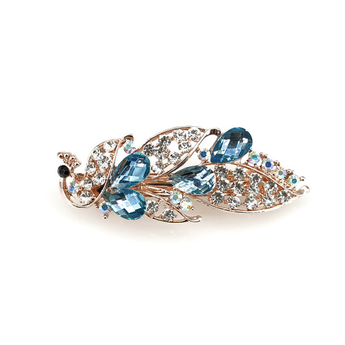 Crystal hairpin bow hairpin alloy headdress peacock spring clip rhinestone hairpin metal hair accessories set decoration