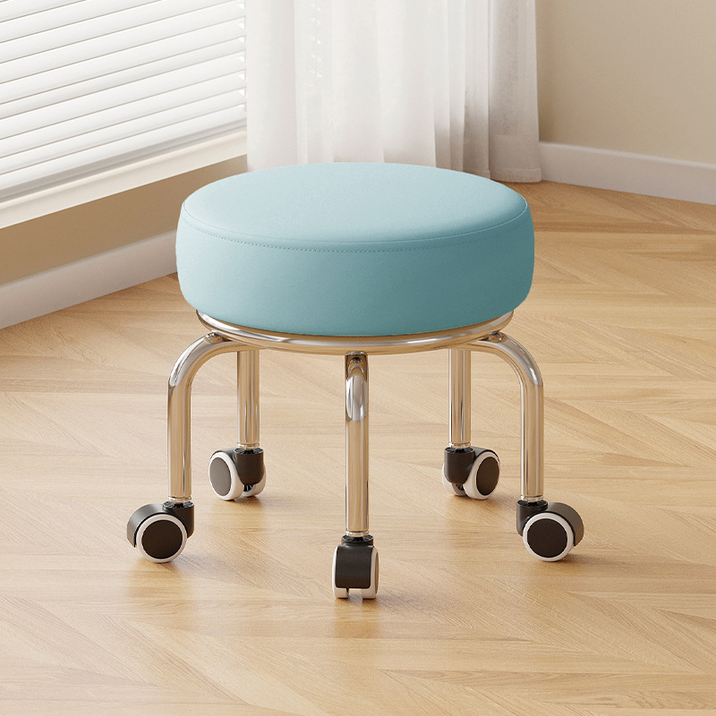 Polia doméstica taburete bajo rueda universal pequeño taburete silencioso rotativo taburete redondo móvil con artefacto moderno y simple