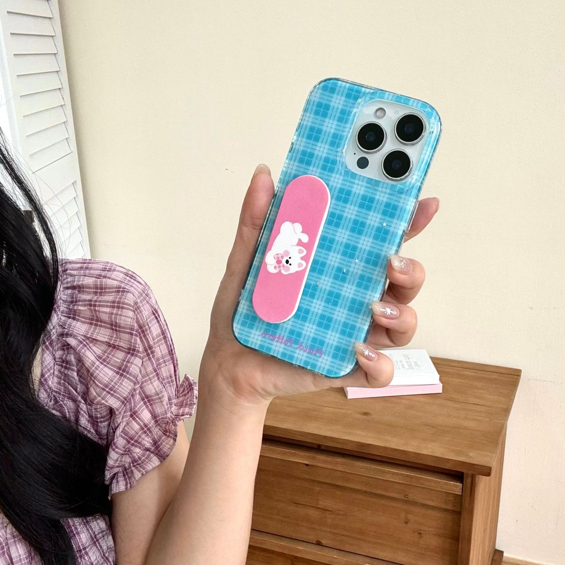 Soporte de curita de celosía simple para iPhone15/16 caso del teléfono móvil 16ProMax 14/13 nuevo 15