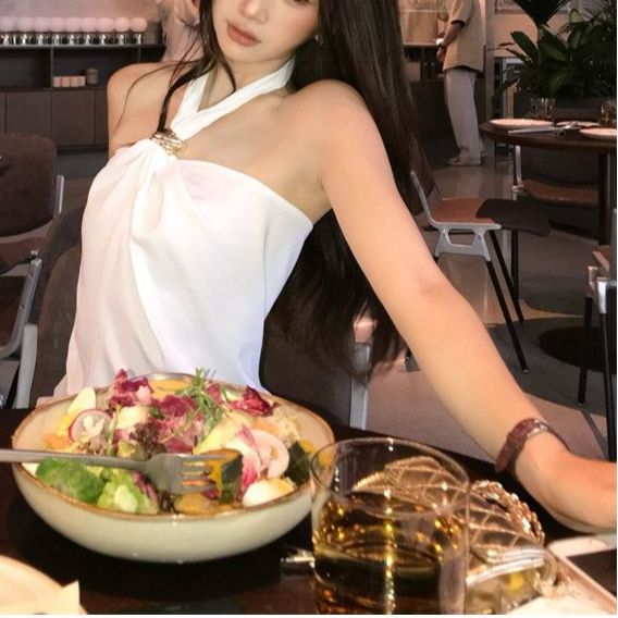 Women's Backless Halter Crop Top - Summer Bodycon Sleeveless Bustier In Black, White, Coffee_ecoleips.com