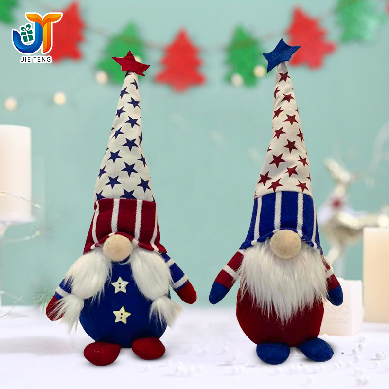 新品跨境美国国庆 独立日五角星无脸娃娃 精灵公仔摆件家居装饰