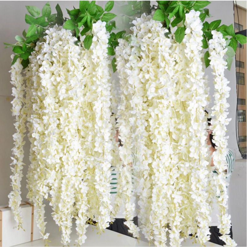 White ceiling decorative simulation embroidery ball flower vine wedding home living room decoration wisteria flower skewers festival layout 2