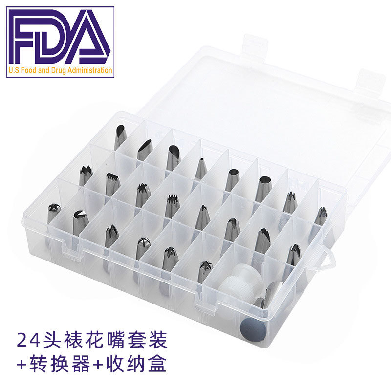 24-head stainless steel decorating nozzle Korean cake cream decorating tool DIY cake decorating bag mold set