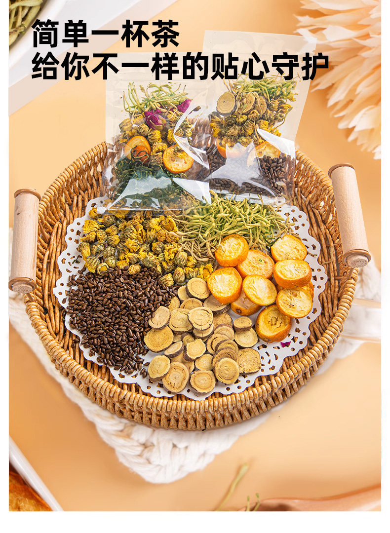 Dandelion Kumquat Herbal Tea Bags with Chrysanthemum and Honeysuckle Pu Gong Ying Jin Ju Cha 60 Individually Wrapped Bags for Hot Brewing quality and texture