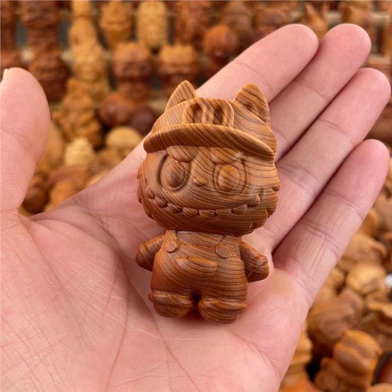 新しい天然シダーウッド彫刻バブルコードトラブブハンドピースデスクトップクリエイティブ装飾品ガールズバッグペンダント|undefined