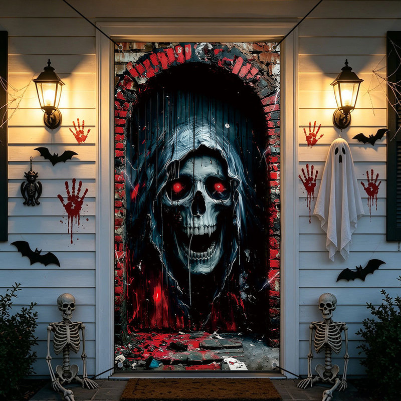 New Cross-Border Halloween Horror Garden Porch Decoration Polyester Cloth Door Curtain Holiday Party Banner Door Cover Door Hanging New Cross-Border Halloween Horror Garden Porch Decoration Polyester Cloth Door Curtain Holiday Party Banner Door Cover Door Hanging