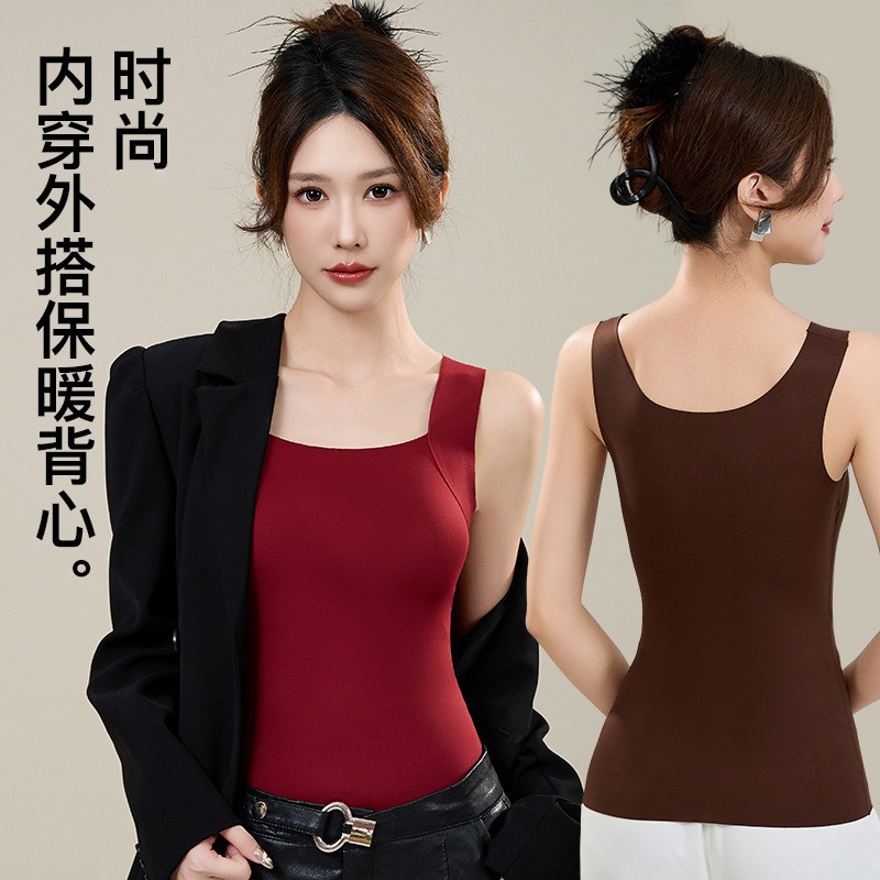 Otoño y invierno chaleco cálido damas con cojín de pecho sin vestir un sujetador sin marcas de cuerpo cercano calor camisa legging superior