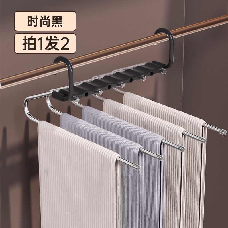 Pantalones plegables perchas de pantalones multifuncionales perchas de pantalones domésticos sin costuras clip de pantalones de artefacto de almacenamiento de armario colgante de ropa antideslizante
