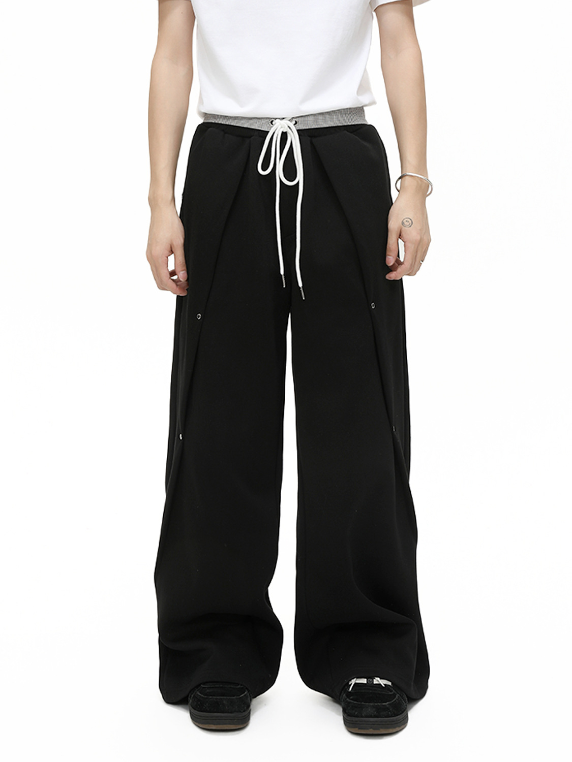 MTLCLOTHES Hombres| Falso de dos piezas de empalme simple versátil relajado conjunto de estilo deportivo relajado diario