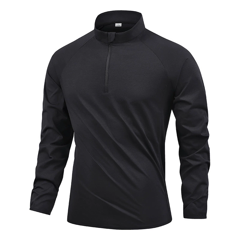 Трансграничная спортивная одежда для занятий спортом на открытом воздухе, впитывающая влагу, быстросохнущая одежда, мужская футболка с длинными рукавами, нижняя рубашка, мужская весенне-осенняя одежда для тренировок с воротником-стойкой, велосипедная одежда