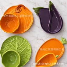 生产白菜盘子手绘碟子陶瓷手彩盘子装饰水果盘跨境首饰盘餐厅摆盘