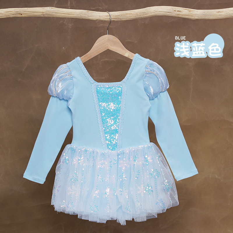 Ropa de baile para niños Ropa de entrenamiento de baile de manga abullonada de manga larga de otoño e invierno Falda de ballet para niñas Ropa de Año Nuevo para niños