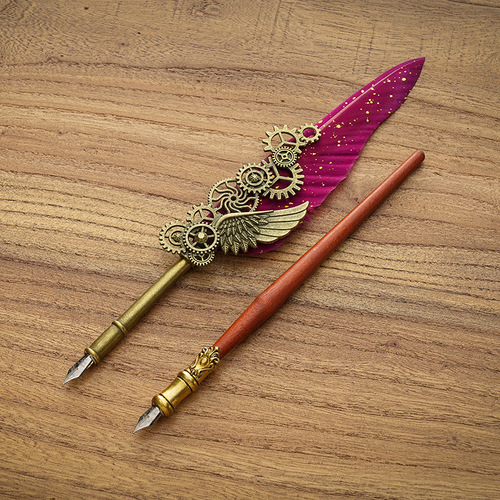 European-style British quill pen set dipped in water and fire paint seal feather pen gift box Children's Day gift pen for classmates