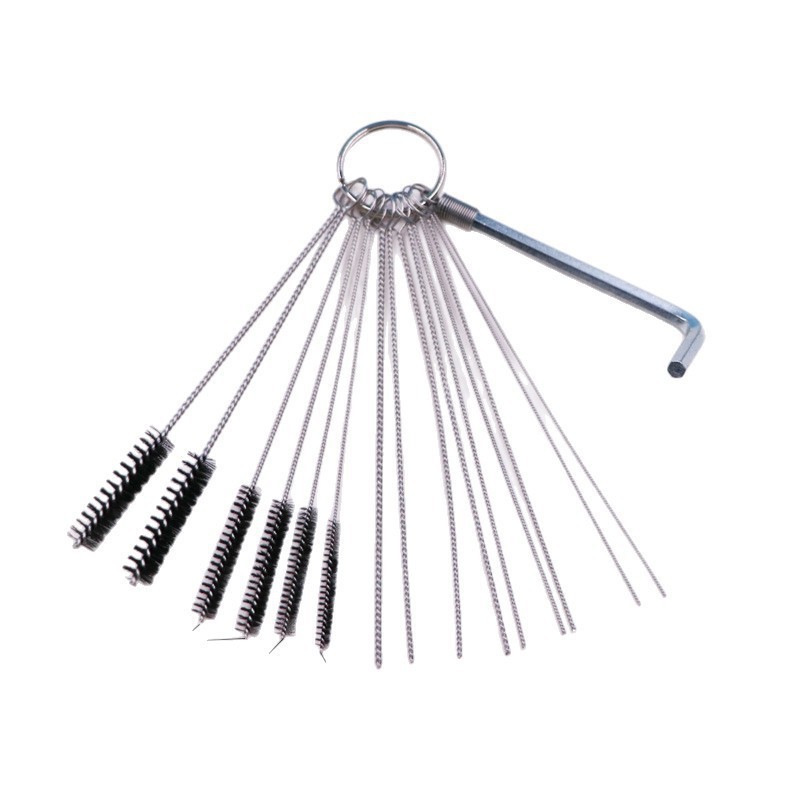 Cepillo de limpieza de carburador de motocicleta Cepillo de tatuaje de aguja Cepillo mecánico de orificio pasante Cepillo de nailon Juego de varios piezas