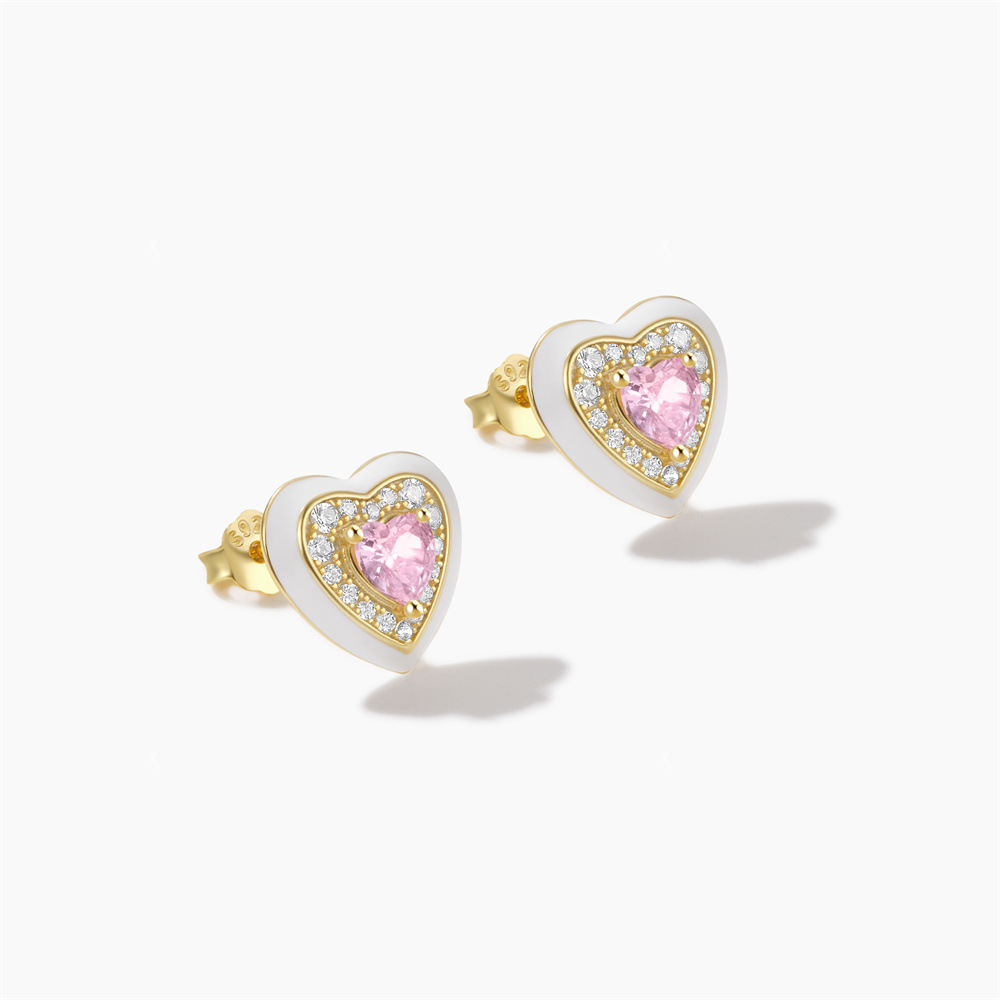 4g Weight 925 Sterling Silver Ear Needle Material Zircon Inlay Material Ear Studs Classification 1 Pair Quantity Holiday, Daily Occasion 925 Sterling Silver Material Heart Shape Pattern Women's Gender Plating Design Elegant, Simple Style Style 1 Pair 925 Sterling Silver Zircon Heart Shape Ear Studs 30