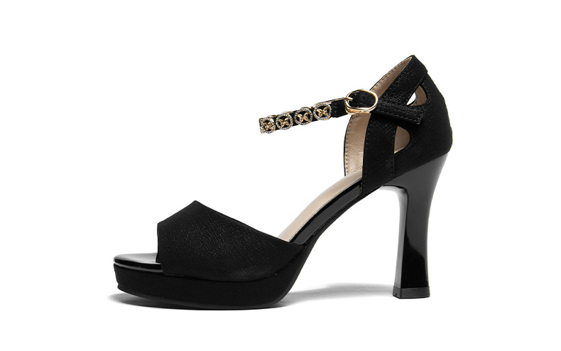Giày sandal cao gót nữ hở mũi mùa hè 2025, gót cao 7-9 cm, đế platform chống nước, form chuẩn size nhỏ — LJ 5068m màu gót cao 8.5, LJ 3319 gót đen cao 8, LJ 5070m màu gót cao 7, LJ 9786 gót đen cao 8 chi tiết 17