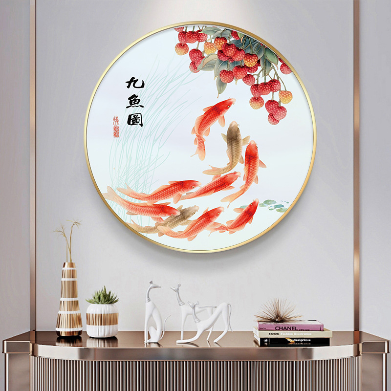 Nueve peces cuadros redondos porche pinturas decorativas lujosas pasillo fantasía pasillo comedor pinturas colgadas fondo de sofá sala de estar
