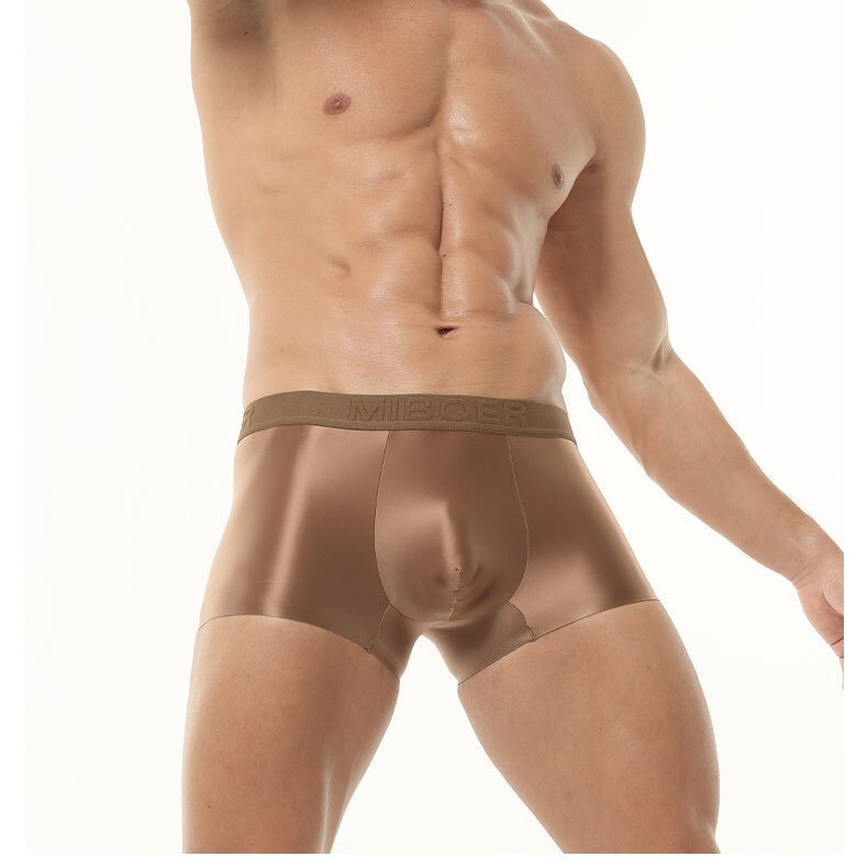 2025 New Mesh Breathable Men's Underwear Business Ice Silk Light Luxury Satin Boxer Briefs Bagged High Luxury Version Shorts