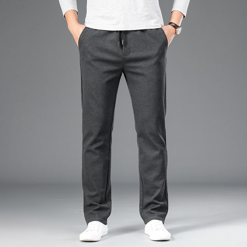 男士秋冬季休闲裤男宽松运动弹力中年直筒加厚款保暖爸爸弹力裤子|ms