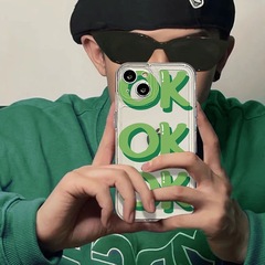 簡約OK字母適用15promax個性款14/11蘋果手機殼12透明13 13promax