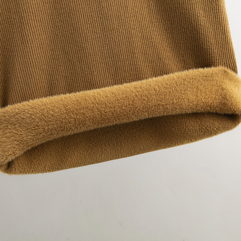 Women Knitted Dress Autumn Winter Mid Length Loose Turtleneck Solid Color Base Sweater Dress