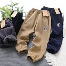 儿童加绒裤中大童冬款运动裤男童s休闲裤熊猫同学童装男童防风裤