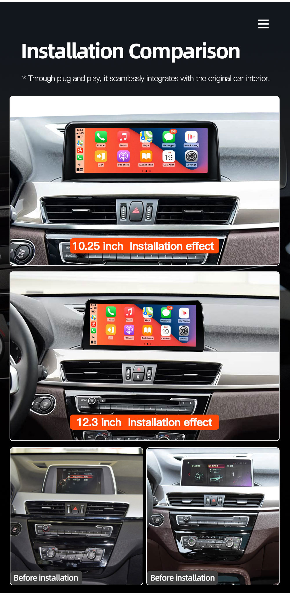 Suitable for Bmw X1 F48 F49 X2 F39 Car Central Control Large Screen Gps Navigation All-In-One Player