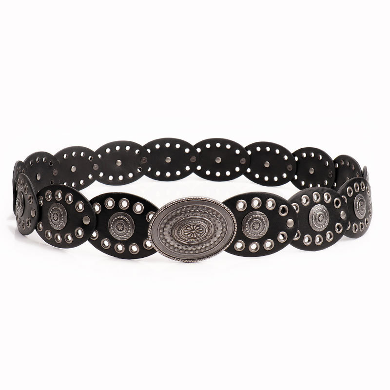 Cinturón punk con medallones y hebilla de aleación